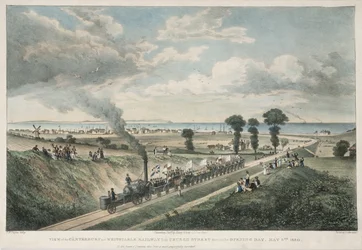 Ansicht der Canterbury und Whitstable Railway von der Church Street am Eröffnungstag, 3. Mai 1830